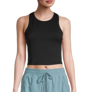 BLACK XS RACERBACK CROPPED TANK